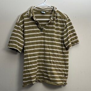 Eastern Mountain Sports Khaki and Beige Striped Shirt